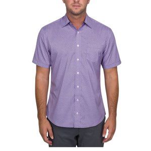 Nick Graham Men's Shirt S Printed Performance Stretch Short Sleeve Shirt Purple